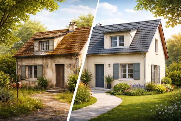 Avant et après la rénovation de maison